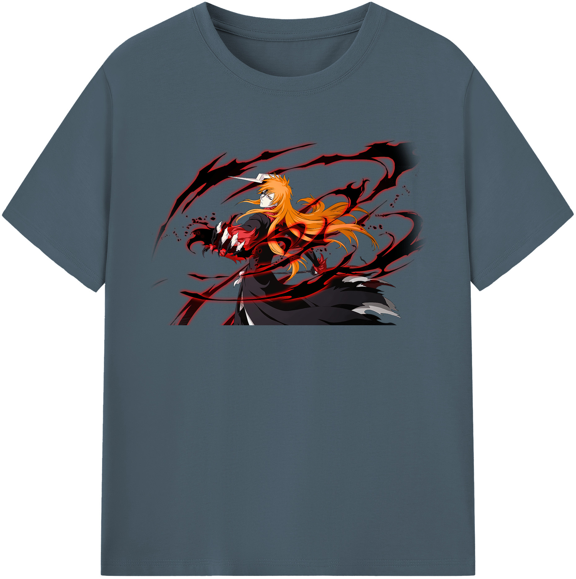 （画像用） ブリーチ 黒崎一護（くろさき いちご）BLEACH Kurosaki Ichigo 綿100％半袖Tシャツ（フロントプリント）